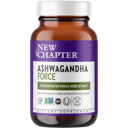 New Chapter Organic Ashwagandha Supplement, One Capsule a Day of Adaptogens for Stress Relief, Mood Support, & Energy, Vegan, 60 Count