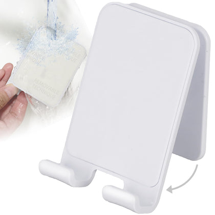FutuxyTech Adjustable Angle Reusable Glass Phone Holder Mirror Mount, Compatible with iPhone, iPad, Any Size Phone or Tablet, White