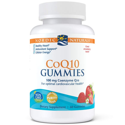 Nordic Naturals CoQ10 Gummies, Strawberry - 60 Gummies - 100 mg Coenzyme Q10 (CoQ10) - Great Taste - Heart Health, Cellular Energy Production, Antioxidant Support - Non-GMO, Vegan - 60 Servings