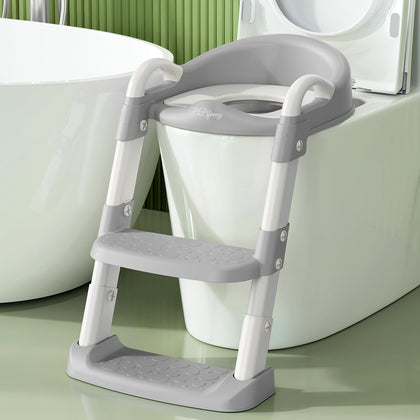 BBfancy Potty Chair, potty training toilet seat with step stool ladder for Kids and Toddler Boys Girls - Kids Potty Training Soft Padded Seat?Gray?