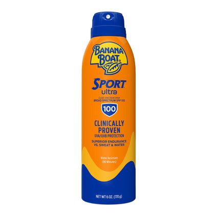 Banana Boat Sport Ultra SPF 100 Sunscreen Spray, 6oz | High SPF & Water Resistant