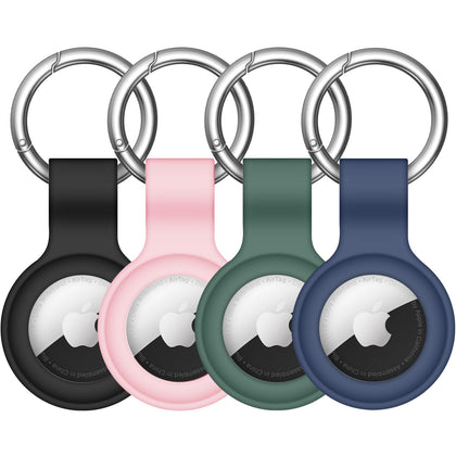 ?4 Pack? Linsaner Compatible with AirTag Case Keychain Air Tag Holder Silicone AirTags Key Ring Cases Tags Chain Apple AirTag GPS Item Finders Accessories?Multicolor