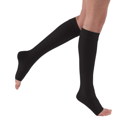 JOBST Relief Knee High 20-30 mmHg Compression Stockings, Open Toe, Black, Medium