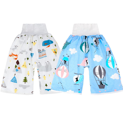MOEMOE BABY Diaper Pants Waterproof Potty Training Pants Nighttime Bedwetting Uderwear for Kids Pack of 2 Blue L