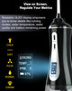 MySmile Powerful Cordless 350ML Water Dental Flosser Portable OLED Display Oral Irrigator with 5 Pressure Modes 8 Replaceable Jet Tips and Storage Bag for Home Travel Use (Black)