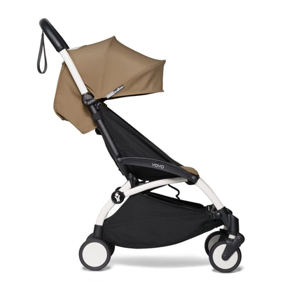 BABYZEN YOYO2 Stroller - Lightweight & Compact - Includes White Frame, Toffee Seat Cushion + Matching Canopy - Suitable for Children Up to 48.5 Lbs
