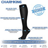 CHARMKING Compression Socks for Women & Men (8 Pairs) 15-20 mmHg Graduated Copper Support Socks are Best for Pregnant, Nurses - Boost Performance, Circulation, Knee High & Wide Calf (L/XL, Black)