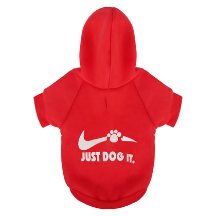 Paiaite Red Chihuahua Dog Hoodie: Keep Your Pup Warm and Stylish with a 'Just Dog It' Printed Sweatshirt, Pet Clothes, and Sweater Coat All in One - Perfect for Winter and Cool Summer Nights! M
