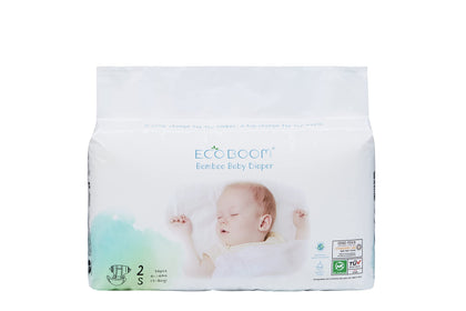 ECO BOOM Bamboo Viscose Baby Diapers 100% Natural Safe for Sensitive Skin Organic Disposable Diapers Size 2(6-16lb) Pure White Eco Diaper 36 Count