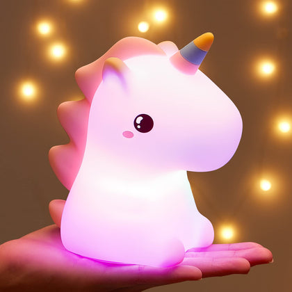 One Fire Unicorn Night Lights for Girls Bedroom,16 Colors Cute Night Light for Kids, LED Rechargeable Unicorn Lamp, Unicorn Gifts for Girls Room Decor, Silicone Baby Night Light Kids Night Light Lamp