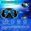 Createy Mask Fin Snorkel Set, Dry Snorkeling Gear Panoramic Wide View Diving Mask Anti-Fog, Dive Flippers, Anti-Leak Dry Top Snorkel with Travel Bag for Swimming Scuba Diving Training Adults Men Women