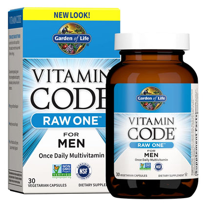 Garden of Life Vitamin Code Raw One for Men, Once Daily Multivitamin for Men, One a Day Mens Vitamins Plus Fruit, Veggies & Probiotics for Mens Health, Vegetarian Mens Multivitamins, 30 Capsules