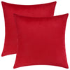 Mixhug Set of 2 Cozy Velvet Square Decorative Throw Pillow Covers for Couch and Bed, Red, 18 x 18 Inches