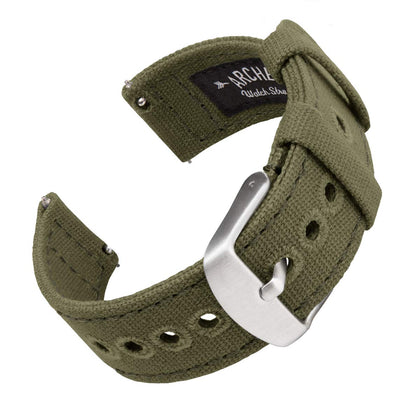 Archer Watch Straps - Canvas Quick Release Replacement Watch Bands (Faded Olive, 20mm)