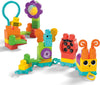 MEGA BLOKS Fisher Price Sensory Building Blocks Toy, Move N Groove Caterpillar Train With 24 Pieces and Pull String, Gift Ideas For Toddlers