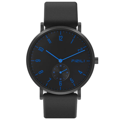 FIZILI Men's Watch Ultra-Thin Minimalist Waterproof Fashion Watch for Men or Women with Silicone Band Wrist Watches 1100 Black Blue