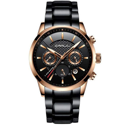 CRRJU Watches Black Mens Date Analog Quartz Elegant Stainless Steel Wrist Watches Rose Gold