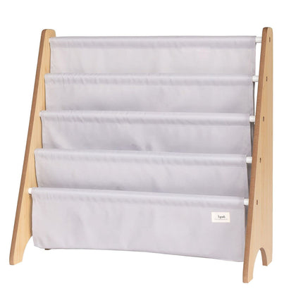 3 Sprouts Recycled Fabric Kids Book Rack Storage Bookshelf Organizer in Light Gray for Ages 3+