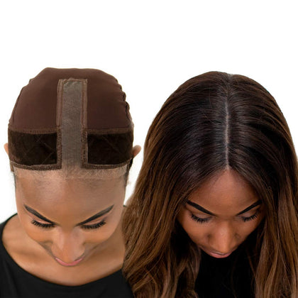 MILANO COLLECTION Lace GripCap for Women, 2 in 1 Grip Band & Non Slip Wig Cap for Lace Wigs & Frontals with Reinforced Swiss Lace by Hairline and Part For Seamless Transition, Chocolate Brown