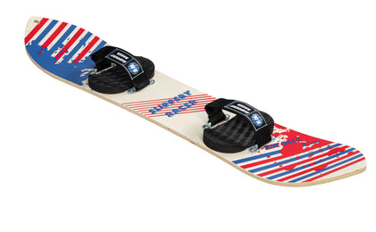 Slippery Racer Kids Hardwood Snowboard with Velcro Binding in Various Sizes (110 CM-Red/Blue-)
