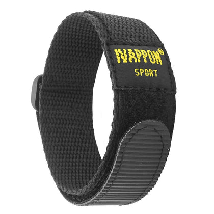IVAPPON Hook Loop Sport Watch Strap 18mm 20mm Nylon Straps Black Blue Fastening Watchband (18mm, Black(Black Plastic Buckle))