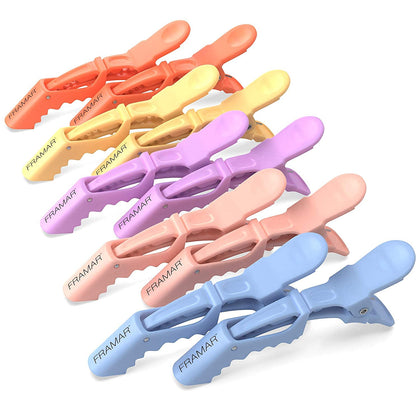 FRAMAR Pastel Alligator Hair Clips 10 Pack - Professional Clips For Hair Styling, Salon, Plastic Hair Clips