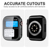 2 Pack Case with Tempered Glass Screen Protector for Apple Watch Series 3/2/1 38mm,JZK Slim Guard Bumper Full Coverage Hard PC Protective Cover HD Ultra-Thin Cover for iWatch 38mm,Black+Black