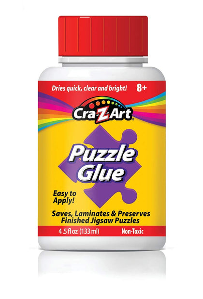 Jigsaw Puzzle Glue with Applicator - Saves, Laminates and Preserves Finished Jigsaw Puzzles - Easy to Apply, Dries Quick, Clear & Bright