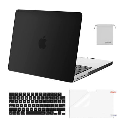 MOSISO Compatible with MacBook Pro 14 inch Case 2023 2022 2021 Release M3 A2918 A2992 M2 A2779 M1 A2442 Pro Max Chip, Plastic Hard Shell Case&Keyboard Cover&Screen Protector&Storage Bag, Black