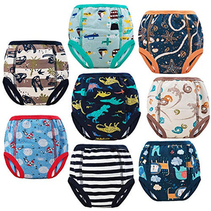 MooMoo Baby 8 Packs Potty Training Pants Cotton Absorbent Training Underwear for Toddler Baby Boy 2T