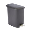 Amazon Basics Compact Bathroom Plastic Rectangular Trash Can with Steel Pedal Step, Black, 6 Liters