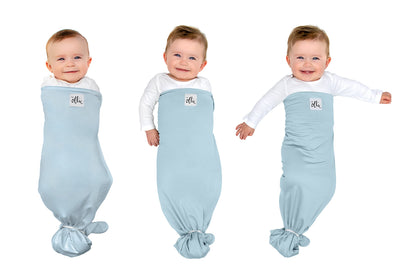 The Ollie Swaddle - Helps to Reduce The Moro (Startle) Reflex - Made from a Custom Designed Moisture-Wicking Material (Sky)