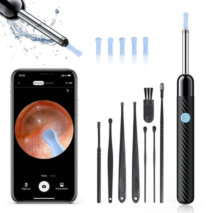 Ear Wax Removal, Ear Cleaner with Camera with 1080P, Otoscope with Light, Ear Wax Removal Kit with 6 Ear Pick, Ear Camera for iPhone, iPad, Android Phones