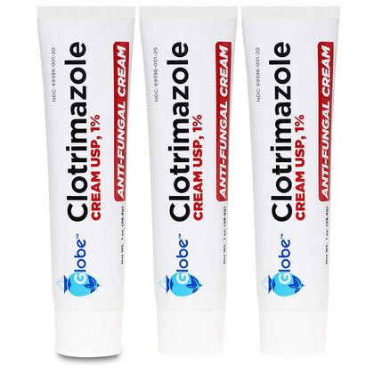 Globe (3 Pack) Clotrimazole Cream 1% (1 oz) Cures athletes foot, jock itch, ringworm. Relieves the itching, irritation, redness, scaling and discomfort.