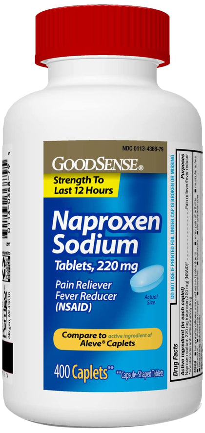 GoodSense Naproxen Sodium Tablets 220 mg, Pain Reliever and Fever Reducer (NSAID), 400 Count