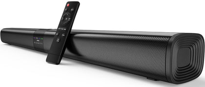 RIOWOIS Sound Bar DS6401D, 31 Inches Immersive Surround Sound System with 4 Full-Range Speakers, Bluetooth and HDMI-ARC/Optical/AUX Connection, Black