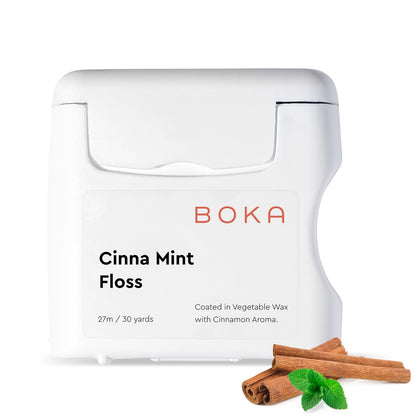 Boka Cinna Mint Woven Dental Floss, Made from Natural Vegetable Wax, Teflon-Free and Petroleum-Free, 30 Yards of Waxed Floss (Pack of 1)