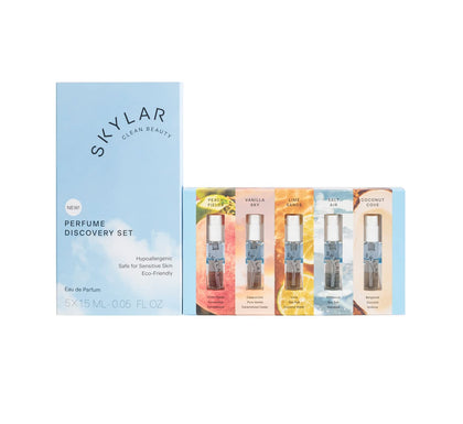 Skylar Perfume Discovery Rollerball Sampler Set - Peach Fields, Vanilla Sky, Lime Sands, Salt Air, Coconut Cove - Hypoallergenic & Clean Perfume for Women & Men - 5 1.5mL