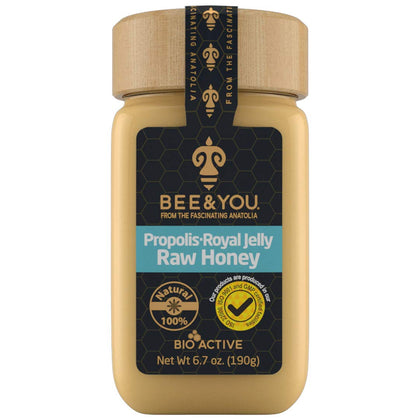 Bee and You Royal Jelly Raw Honey, Propolis Extract, 100% Natural Superfood, Ultra Pure, Immune Support Supplement, Antioxidants, Keto, Paleo, Gluten-Free, 6.7 oz, Stocking Stuffers, Gift Ideas