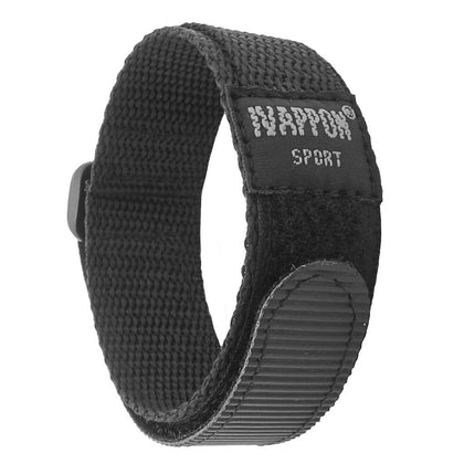IVAPPON Hook Loop Sport Watch Strap 18mm Nylon Straps Black with Grey Fastening Watchband (18mm, Black with Grey(Black Plastic Buckle))