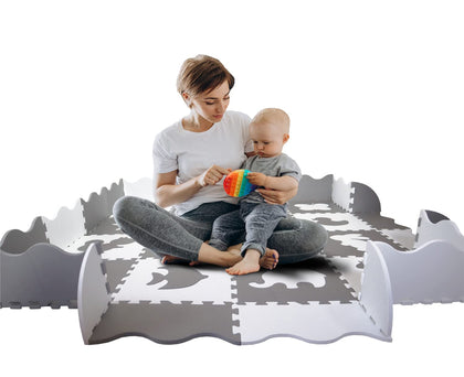 Large Baby Play Mat with Fence 36 Pieces Big Size 59.3x59.3 inch 16 Animals Design. Puzzle Playmat for Baby Toddlers, Thick0.56 Foam Floor Tiles Kids Room Soft Puzzle mat for Baby LITTLE FUN TIMES!