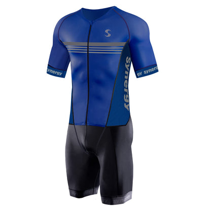 Synergy Cycling Skinsuit - Men's Pro Short Sleeve Tri Suit (Night Shadow, Medium)
