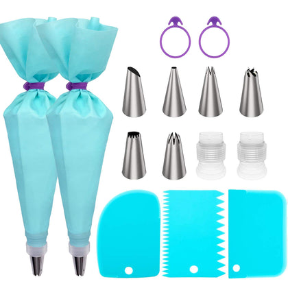 Piping Bags and Tips Set, Cake Decorating Supplies for Baking with Reusable Pastry Bags and Tips, Standard Converters, Silicone Rings, Cake Decorating Tools for Cookie Icing, frosting, Cake, Cupcake
