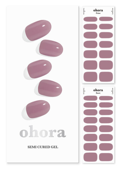 ohora Semi Cured Gel Nail Strips (N Bare Plum) - Works with Any Nail Lamps, Salon-Quality, Long Lasting, Easy to Apply & Remove - Includes 2 Prep Pads, Nail File & Wooden Stick