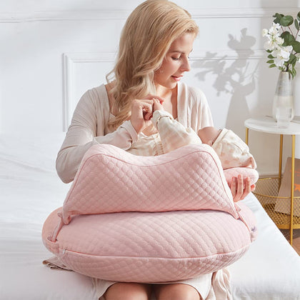 WYXunPlanet Breastfeeding Pillows for Babies,Feeding Pillow, Breastfeeding Nursing Pillows, Baby Nursing Pillows and backrests, Can Change The Baby's Feeding Position(Pink)