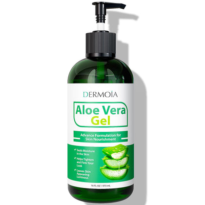 100% Aloe Vera Gel for Sunburn Relief - After Sun Care with Pure Aloe Vera Gel - Organic Aloe Vera for Face & Body - Moisturizing & Hydrating Aloe Gel for Psoriasis & Eczema Relief in USA - 16oz
