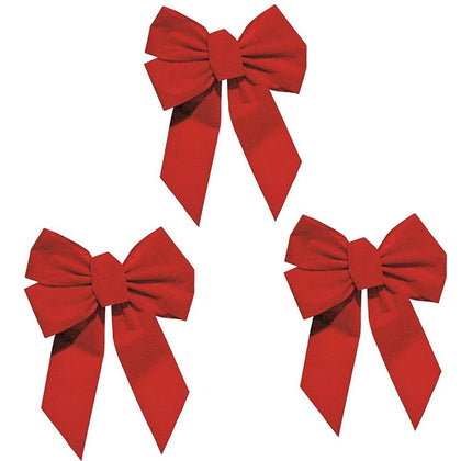 Rocky Mountain Goods Red Bow - Christmas Wreath Bow - Great for Large Gifts - Indoor/Outdoor use - Waterproof Velvet - Attachment tie Included for Easy Hanging (10-Inch 3 Pack)