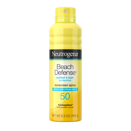 Neutrogena Beach Defense Sunscreen Spray SPF 50 Water-Resistant Body Spray with Broad Spectrum , PABA-Free, Oxybenzone-Free & Fast-Drying, Superior Sun Protection, 6.5 oz, Transparent