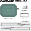 Woyinger Compatible with Airpods Pro Case,Soft Silicone Skin Case Cover with Cleaner kit and Replacement Ear Tips,Shock-Absorbing Protective Case with Keychain,Front LED Visible-Pine Green