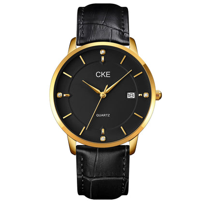 CKE Men's Watch Waterproof Watch Quartz Wristwatch Analog Date with Leather Strap